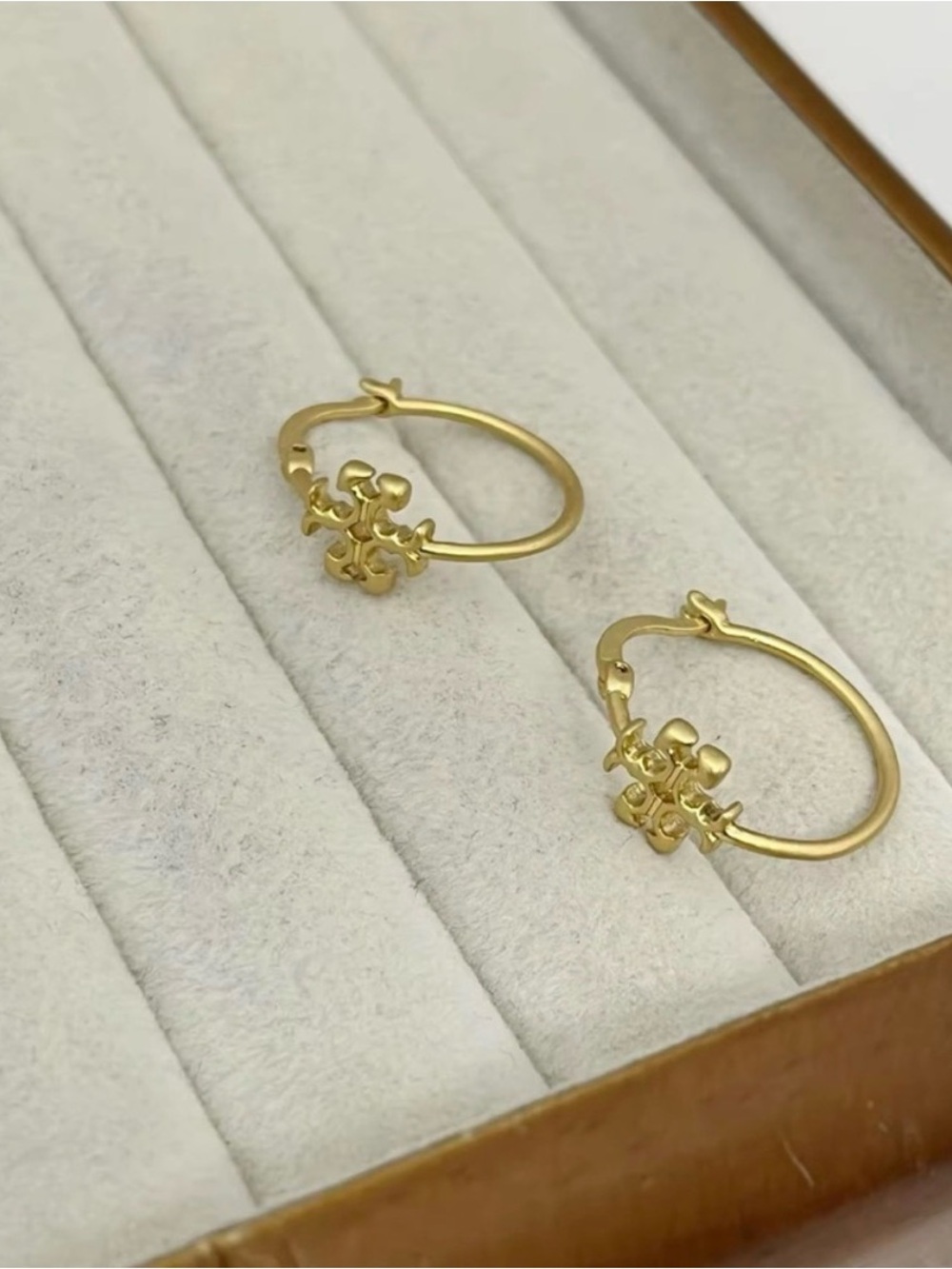 Tory Burch Gold Logo Huggie Mini Hoop Earrings
